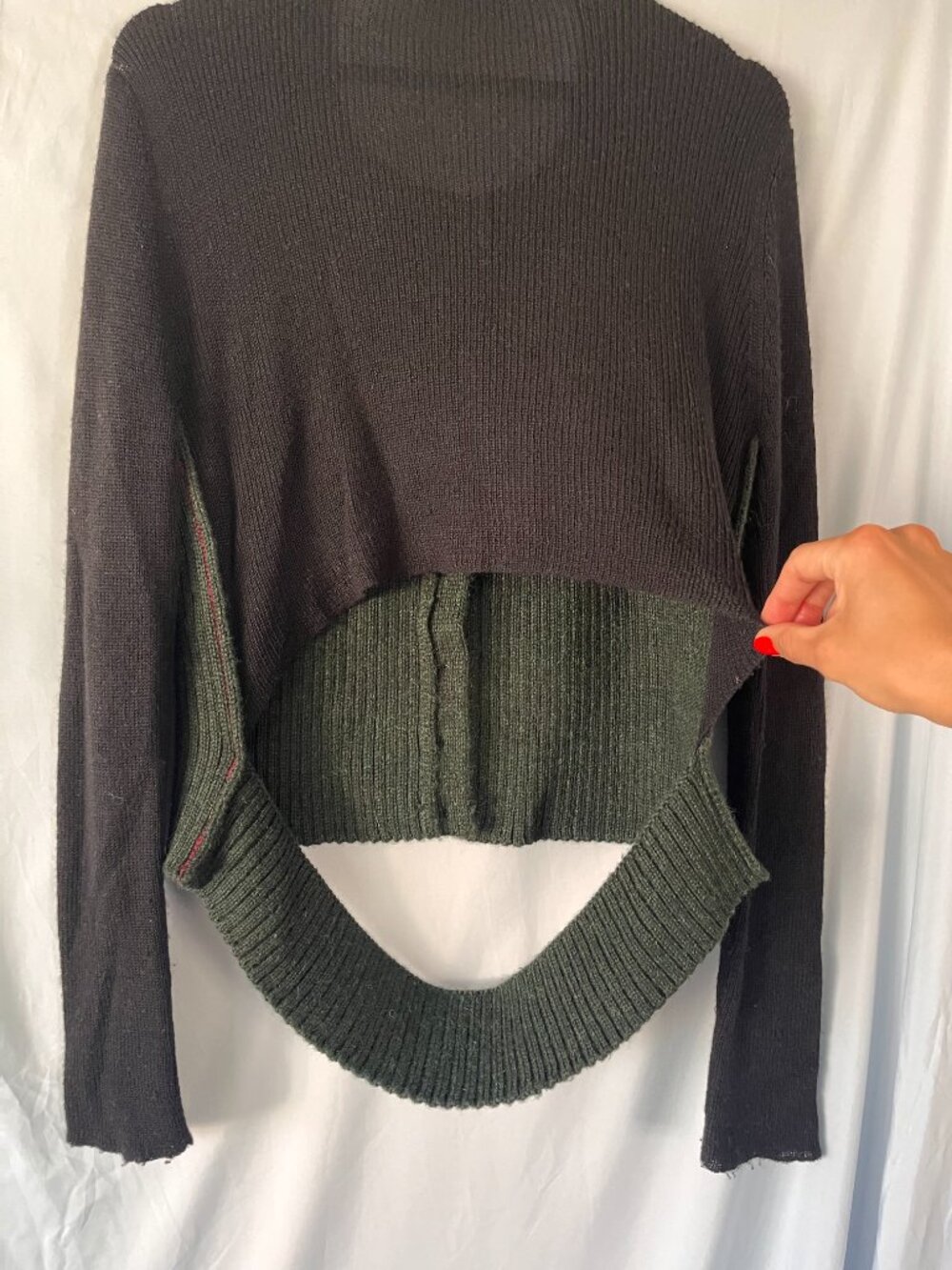 Eckhaus Latta Cardigan Black / Green Statement Knit Sweater - Picture 5 of 9